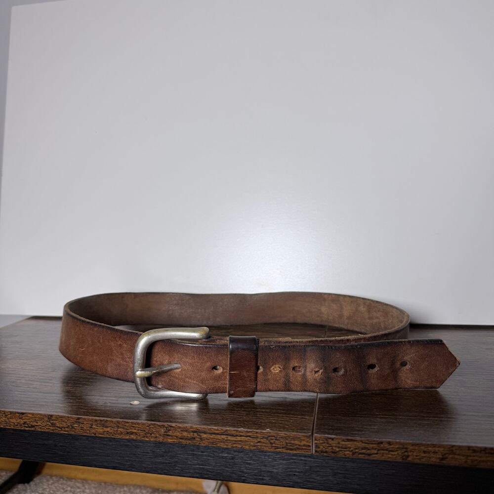 Vintage Abercrombie & Fitch Distressed Leather Belt 38